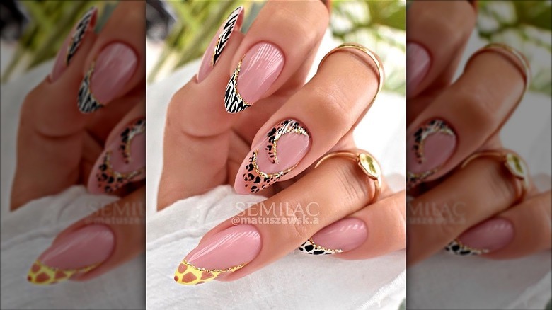 Animal print French nails