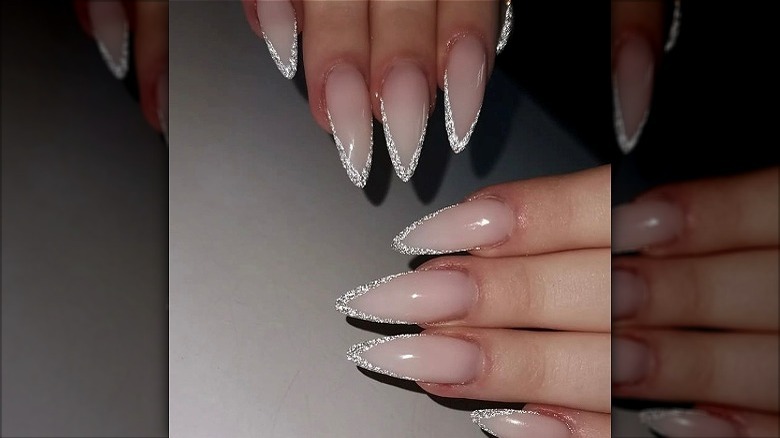 Glitter French nails