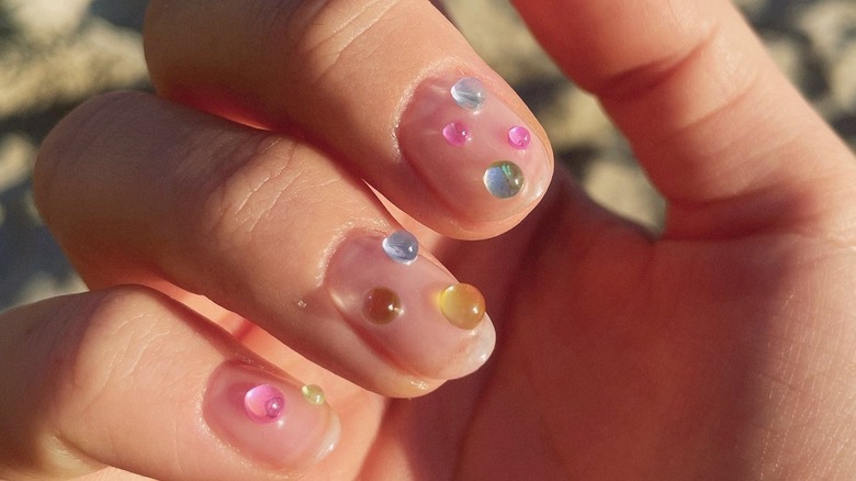 nails with glass embellishments