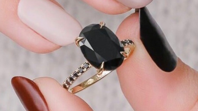 Black diamond engagement ring 
