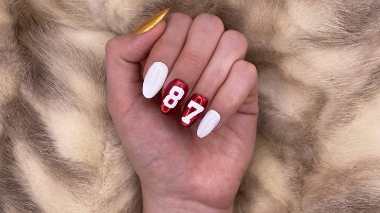 Taylor Swift and Travis Kelce-inspired manicure numbers