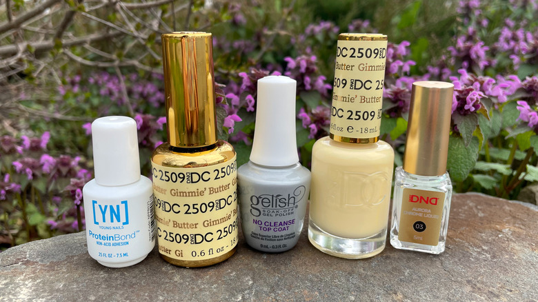 Assorted butter-yellow nail polishes