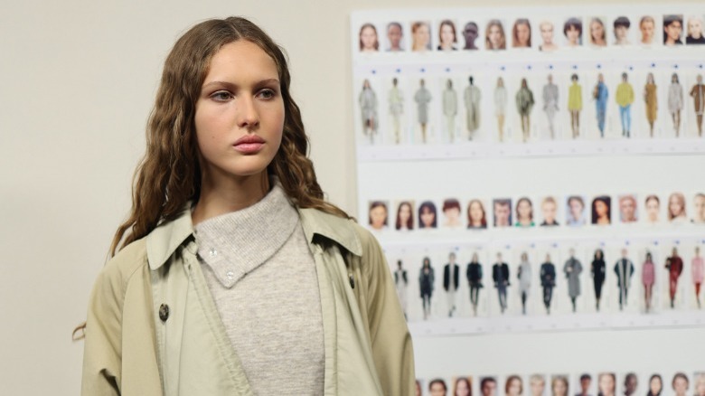 model backstage at Isabel Marant show