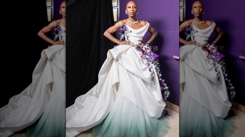 Cynthia Erivo in a floral gown at the 2025 Academy Awards.