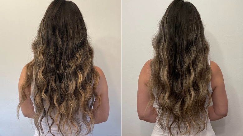 Wavy hair using Elnett hairspray