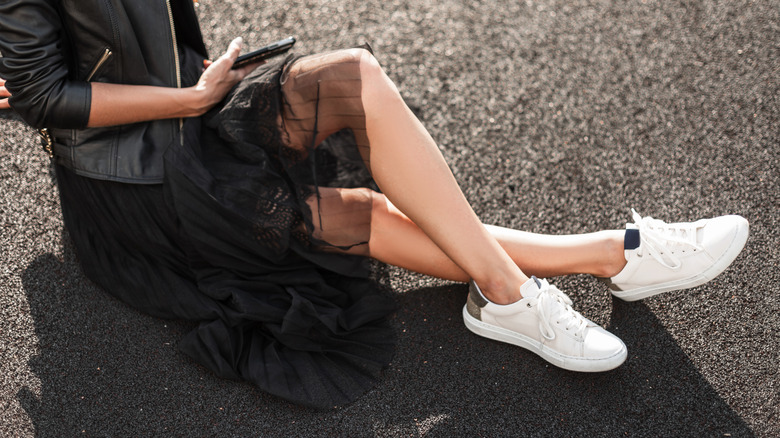 Black dress and sneakers