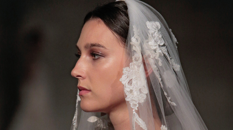 Model with veil wearing highlighter