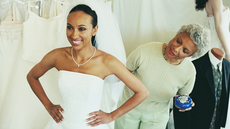 A bride in a wedding dress