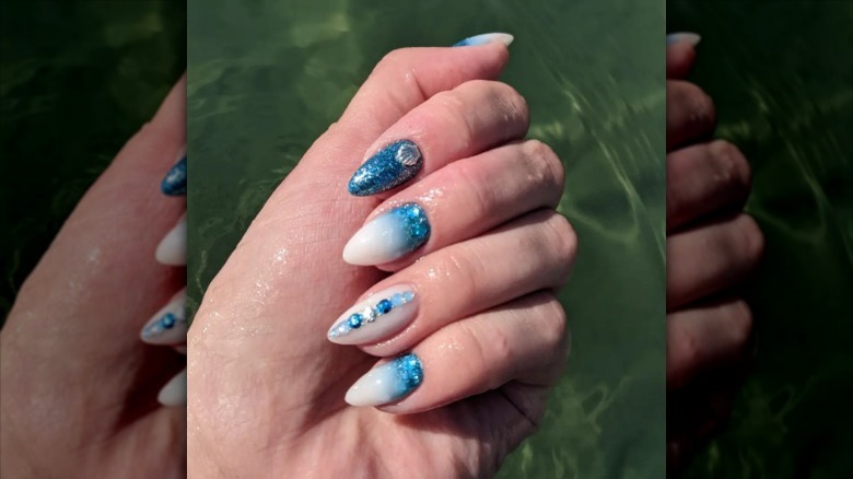 Manicure with sea-inspired nail art