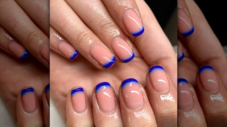 Blue French manicure