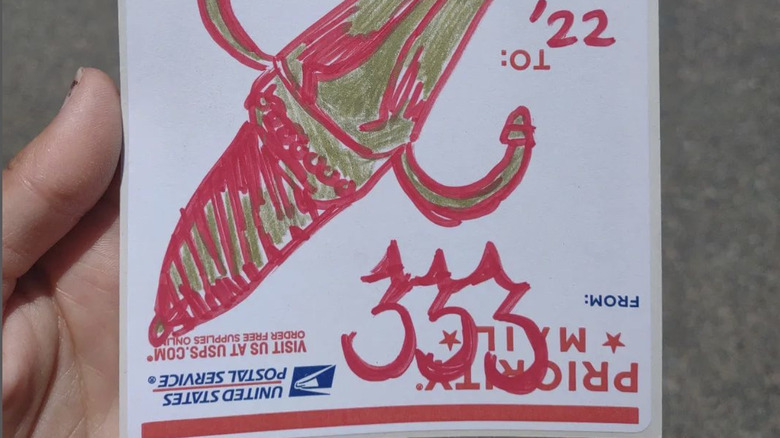 333 on a postal sticker