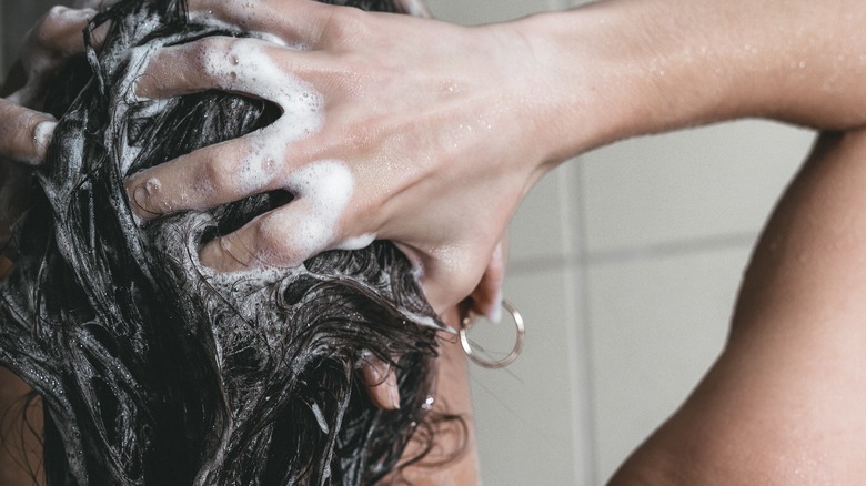 woman washing hair