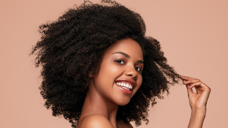 woman with curly hair