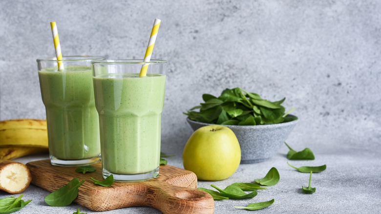 close up of green smoothies