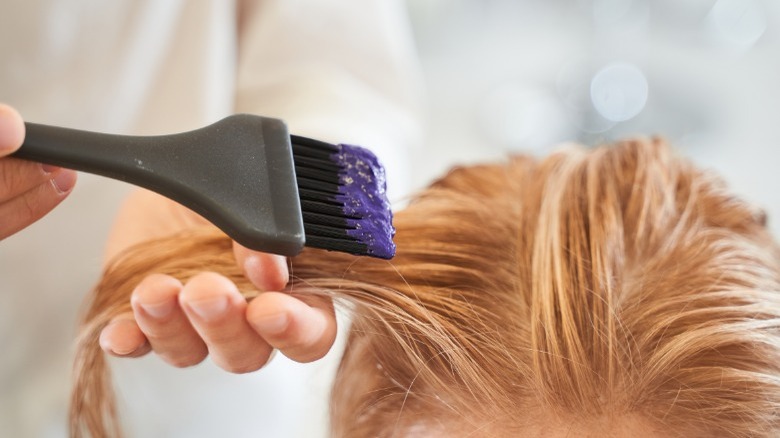 Redhead dying her hair