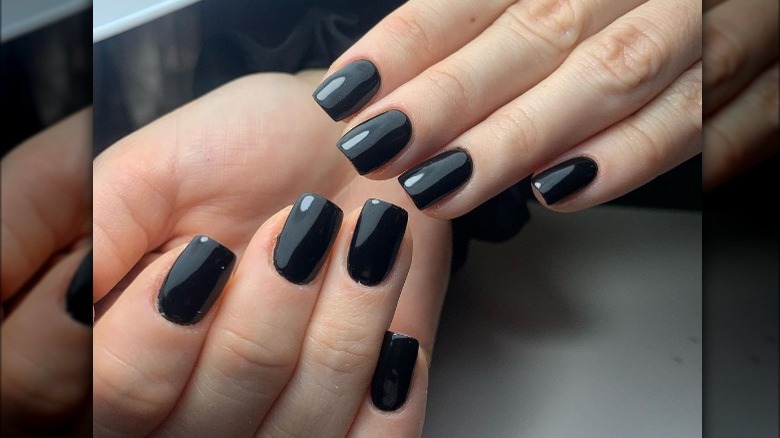 black nail polish manicure