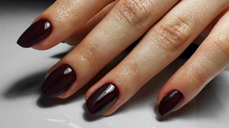 burgundy nail polish manicure