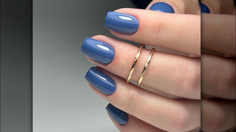 denim blue manicure