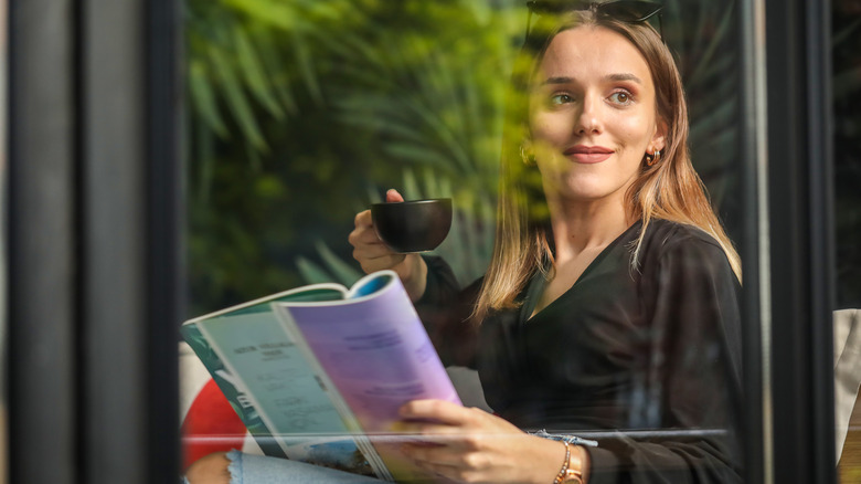 Woman reading a magazine