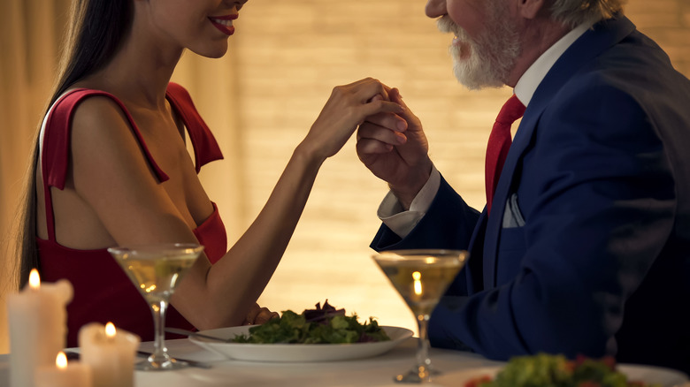 a woman on a date with an older man