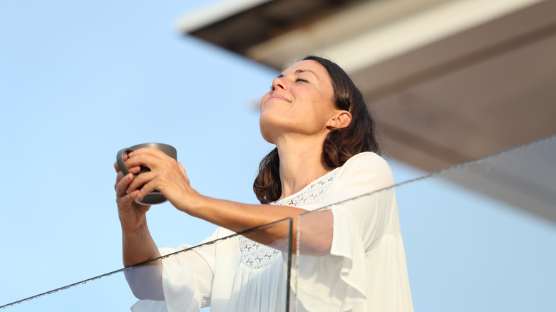 woman on balcony