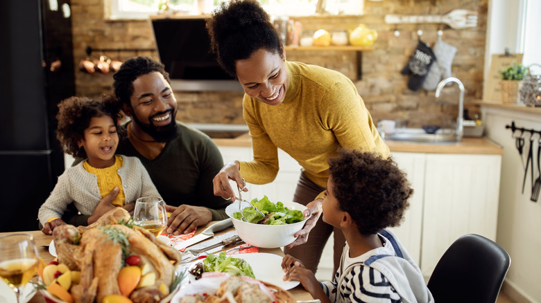 family eating dinner