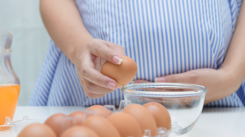 pregnant woman and eggs