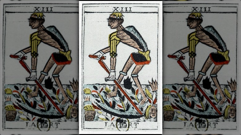 Tarot card with grim reaper