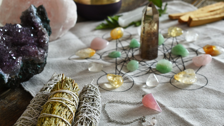 Close up of crystal grid 