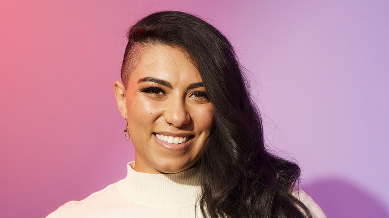 Woman with long hair and undercut