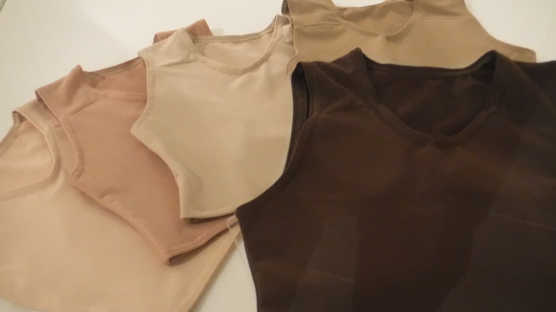 chest binders in various skin tones