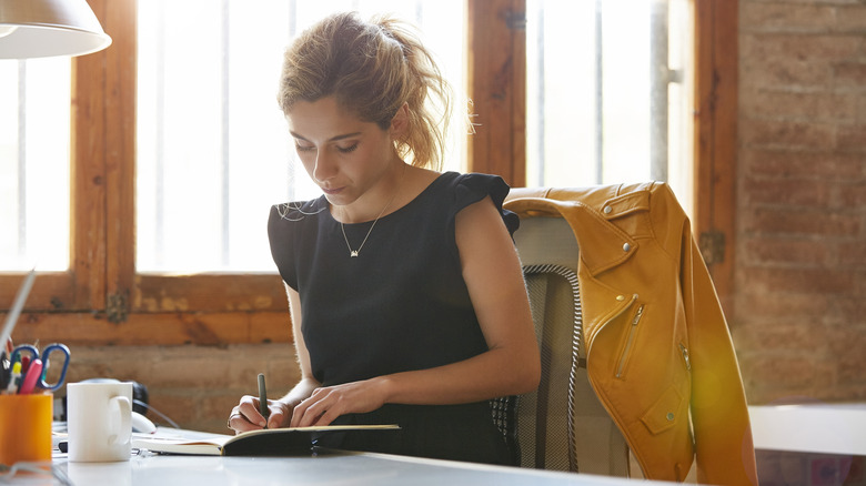 woman working at office