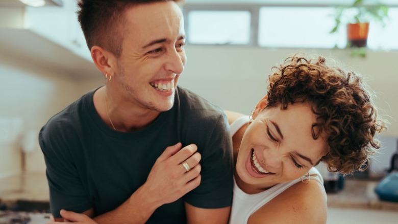 young couple hugging