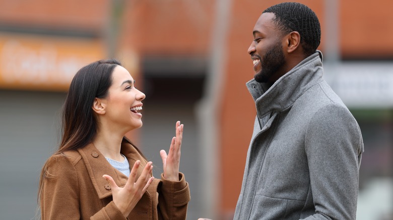 Man and woman talking