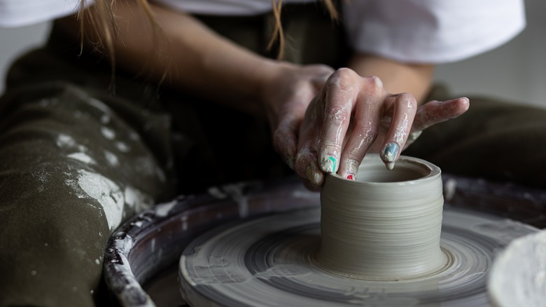 woman doing ceramics