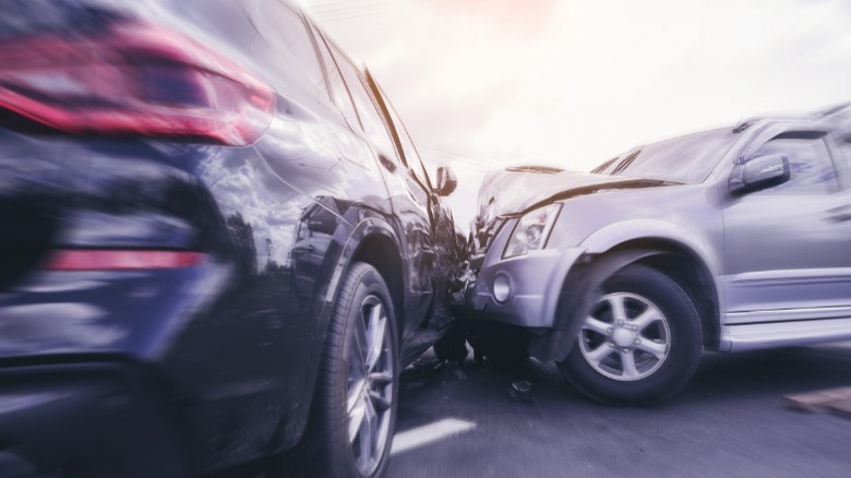 Two cars in a crash