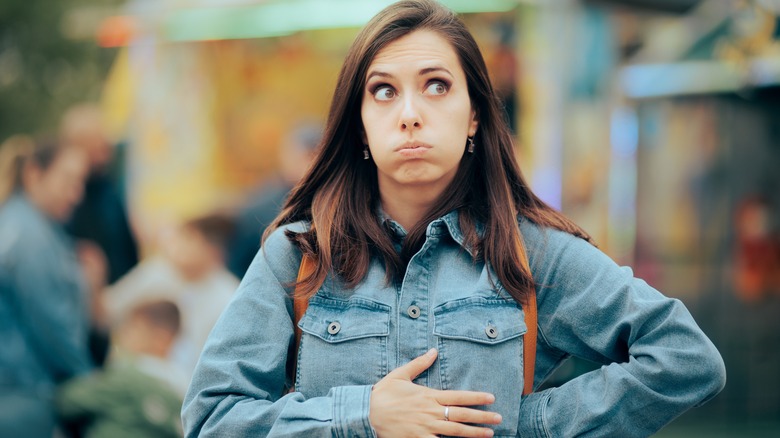 woman with tummy ache