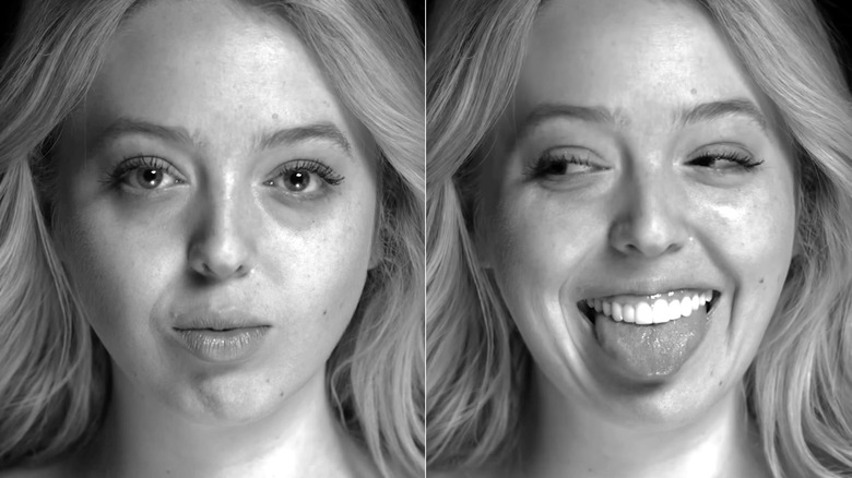 Tiffany Trump black-and-white no-makeup headshots