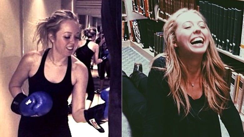 Tiffany Trump boxing and doing yoga without makeup