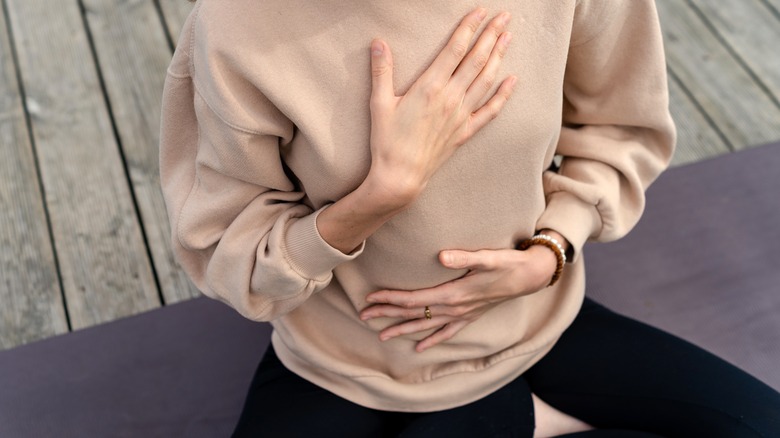 Woman doing breathwork