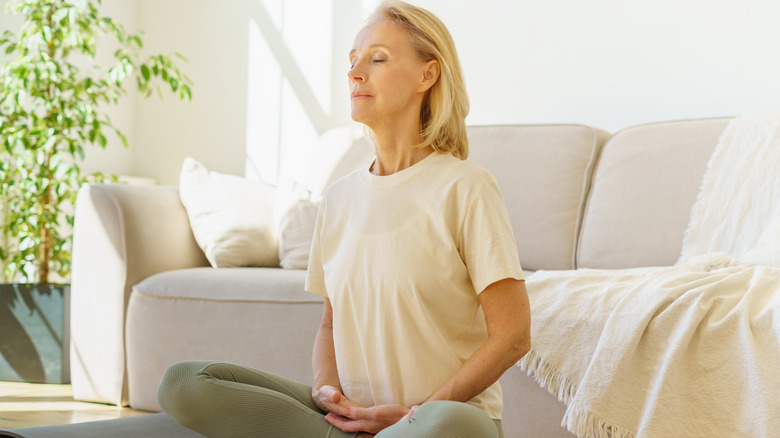 Senior woman meditating 