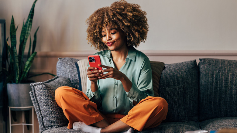 woman using phone