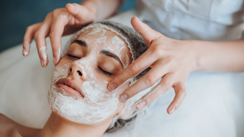 woman getting a facial 