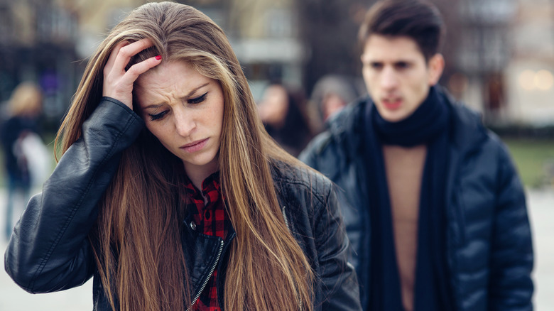 woman leaves boyfriend sad