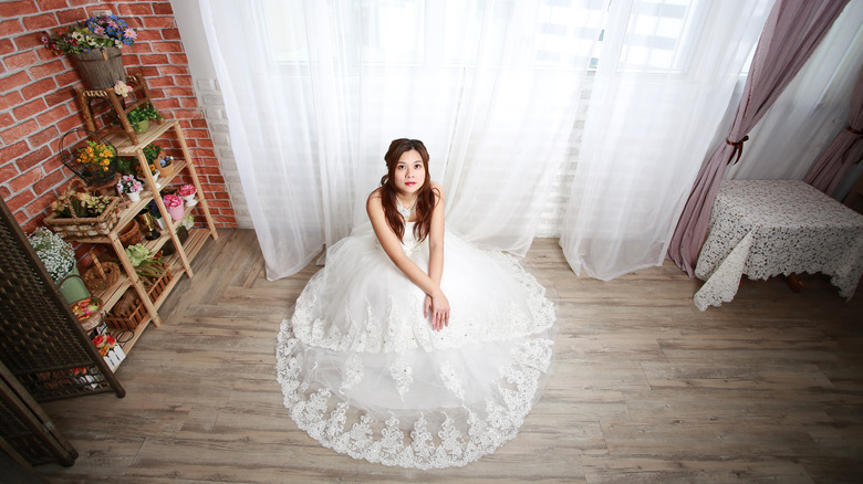 bride alone in room