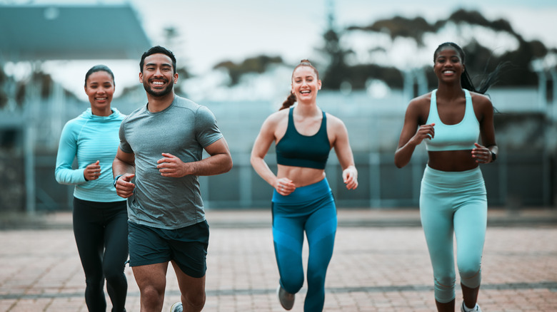 Group of people running