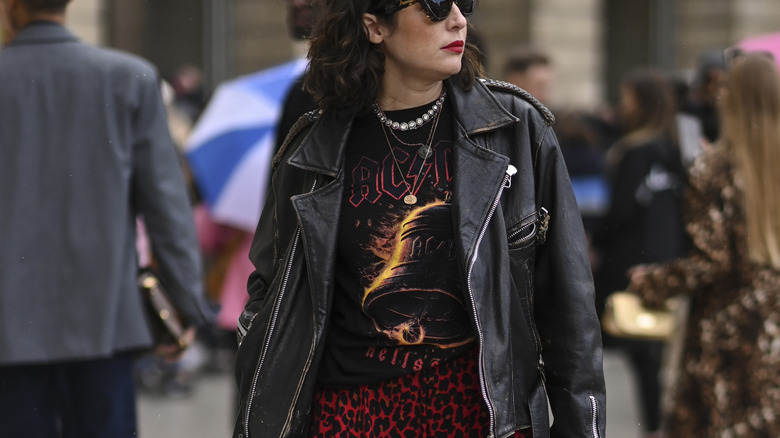 Woman in an ACDC t-shirt