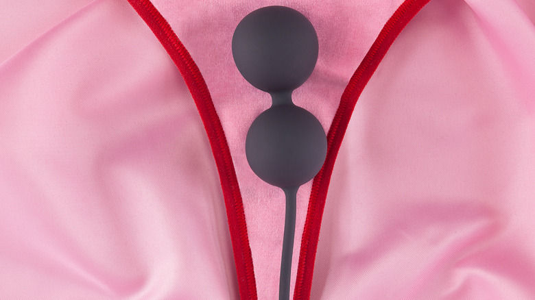 kegel balls on pink underwear