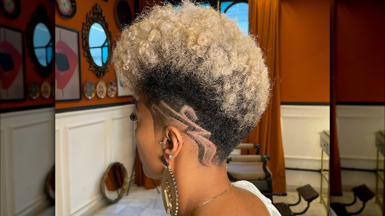 Woman with shave design on her hair