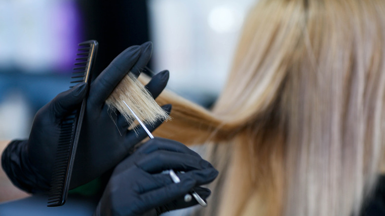 Woman getting trim 